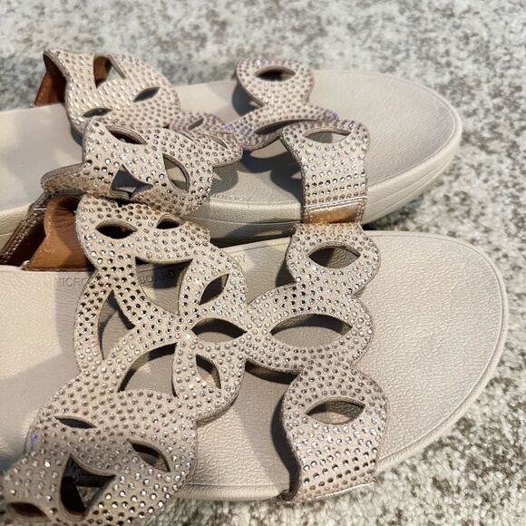 FITFLOP ROSE GOLD ELORA CRYSTAL SLIDES 8 - Picture 3 of 9